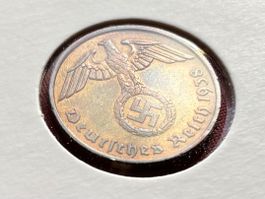 Drittes Reich 2 Reichspfennig 1938 A (Berlin) unz + Patina +