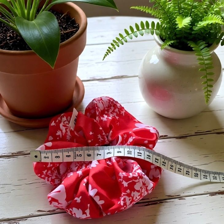 Haarschmuck: Seide Scrunchie - Blumenrot - Elegant - Handgemachte - Neu! – Neu und originalverpackt aus Vals von ABA-Atelier 5
