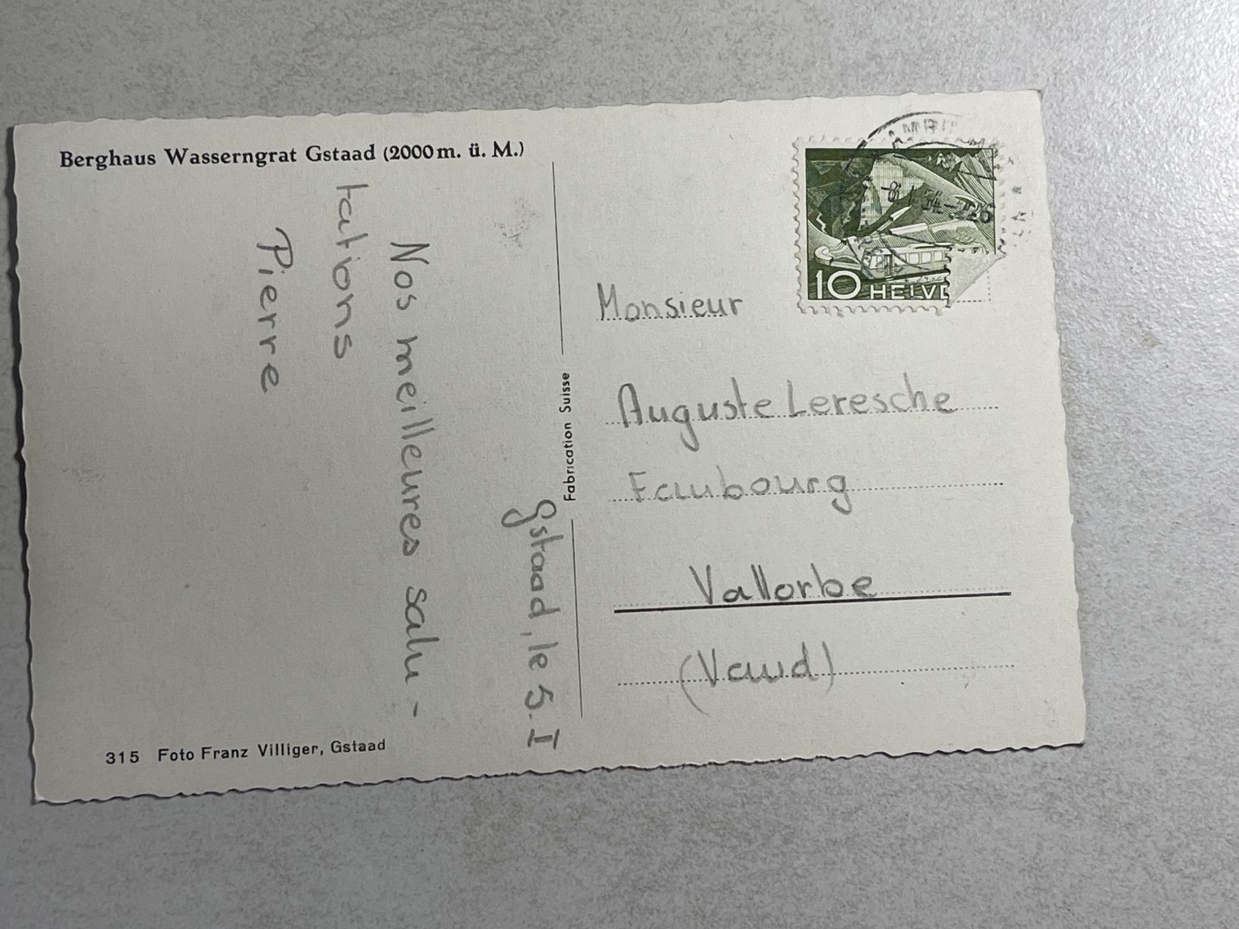 Cartoline postali: Alte Ansichtskarte Berghaus Wasserngrat Gstaad – Usato da Strengelbach venduto da Aschatan5 1