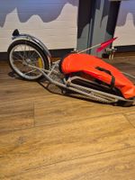 Fahrradanhänger einspurig orange mit Regentasche gebraucht
