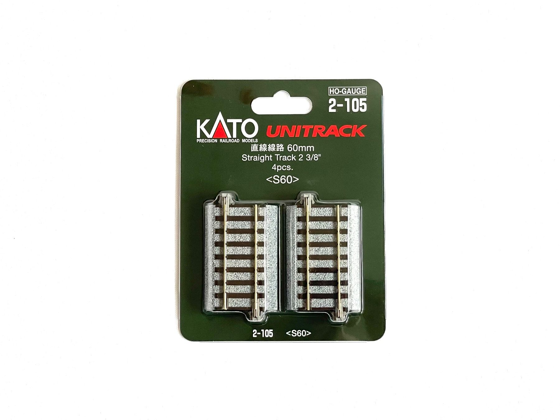 Kato Modellini di ferrovie: 2-105 Gerades Gleis 60 mm 4 Stk. – Nuovo e nell'imballaggio originale da Brügg BE venduto da telegraphrail