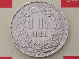 1 Franken 1931 vz, nur 1,0 Mio!