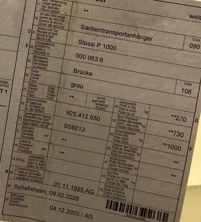 Stüssy Anhänger: Anhänger Trailer Stüssi P 1000 – Gebraucht aus Wegenstetten von autodienstleistungen 4