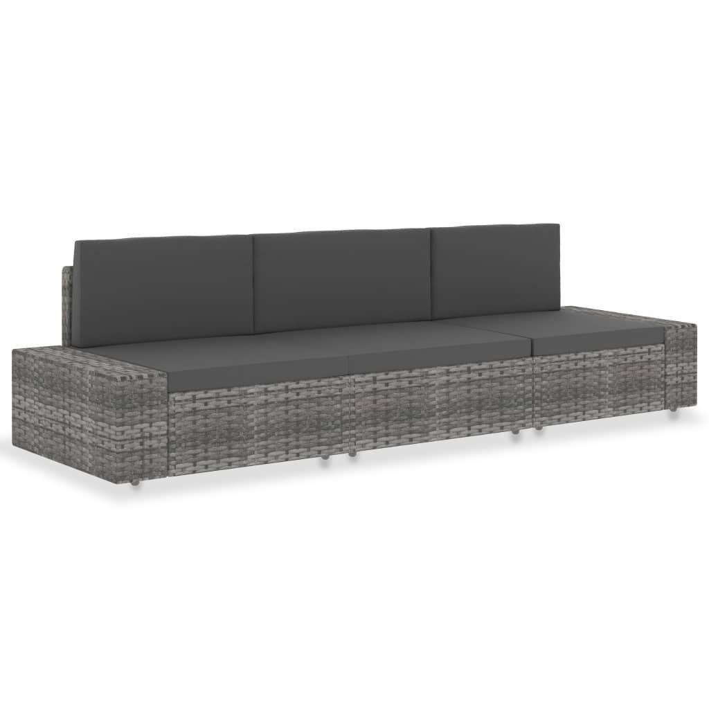 Divani: vidaXL Modulares 3-Sitzer-Sofa Poly Rattan Grau – Nuovo e nell'imballaggio originale da Baar venduto da vidaxl