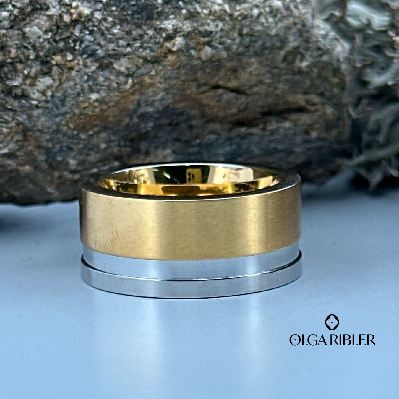 Olga Ribler Anelli: Edelstahl 11 mm Ring bi-color Grösse 59 – Nuovo (secondo la descrizione) da Luzern venduto da Schmuckoutlet