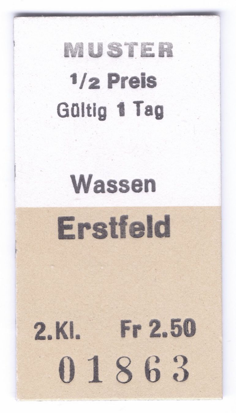 Biglietti: Billette Wassen - Erstfeld (Muster) – Usato da Langenthal venduto da Sammlungs_aus