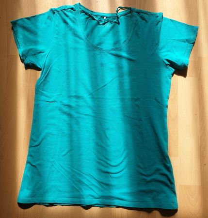 T-Shirt Gr. L Türkis Baumwolle/Elastan Sommer Top Shirt