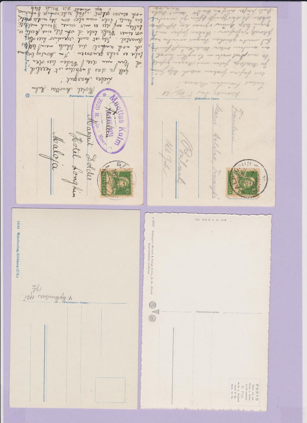 Cartoline postali: Muottas Muraigl   :   4 alte Ansichtskarten – Usato da Vitznau venduto da Ropaku 1