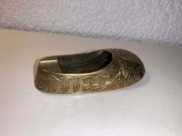 Messing Aschenbecher Schuhform Vintage Deko Rarität