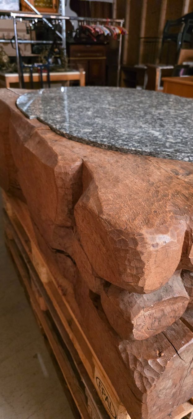 Tische: Einzigartig Holzskulptur Eiche Salontisch mit Granit Platte – Gebraucht aus Wittenbach von gruezi-schwiz 7