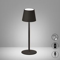 LED Tischleuchte, Akku, Schwarz, Rund
