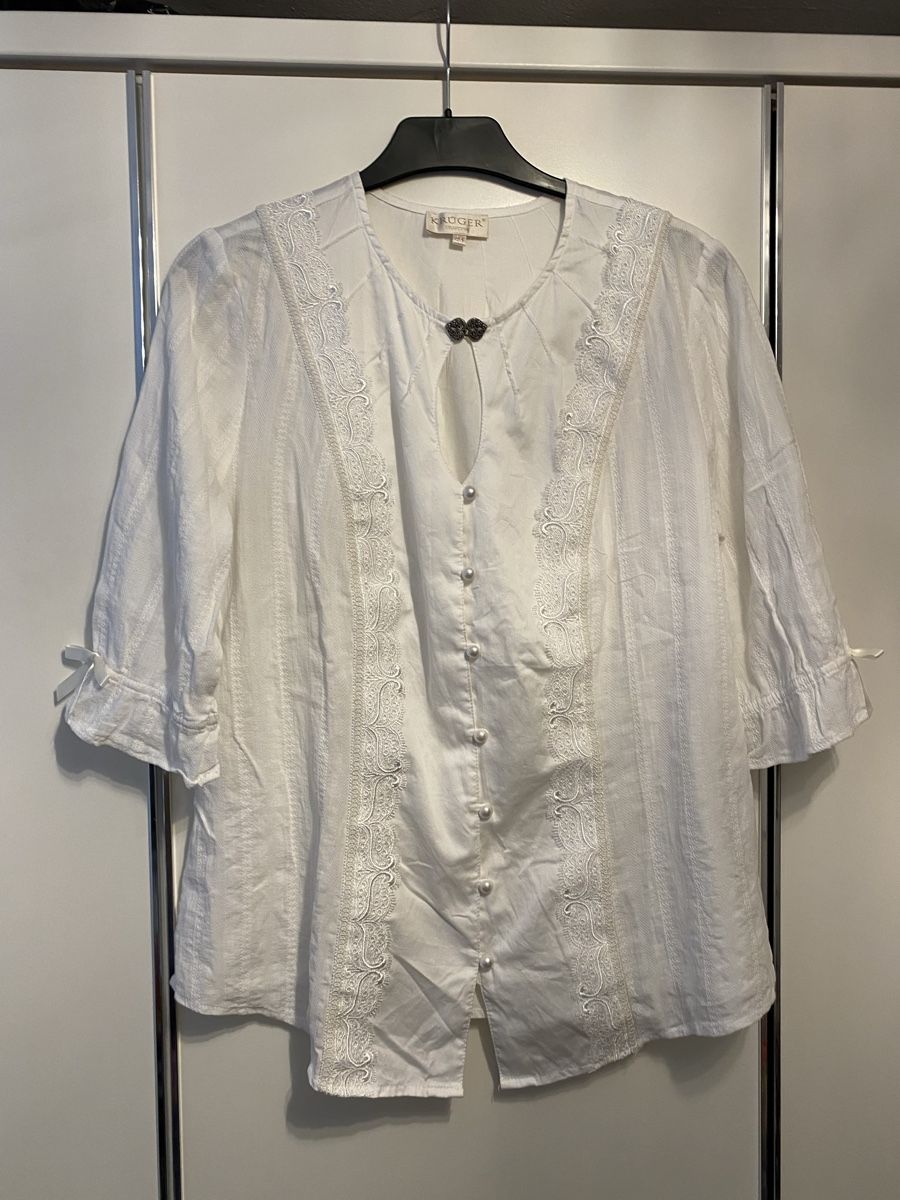 Krüger Camicette: KRÜGER Trachten Bluse Gr.44 – Usato da Pfungen venduto da Sheki56