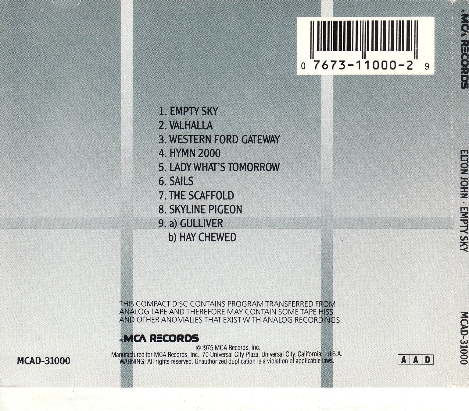 CD: Elton John – Empty Sky – Nuovo (secondo la descrizione) da Boussens venduto da catfood01 1