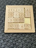 Wooden Sliding Puzzle 1-15, Fun Brain Teaser Game