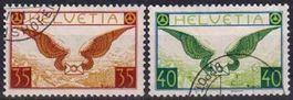 1929, Flugpostmarken Nr. F14+F15, gestempelt und fehlerfrei.
