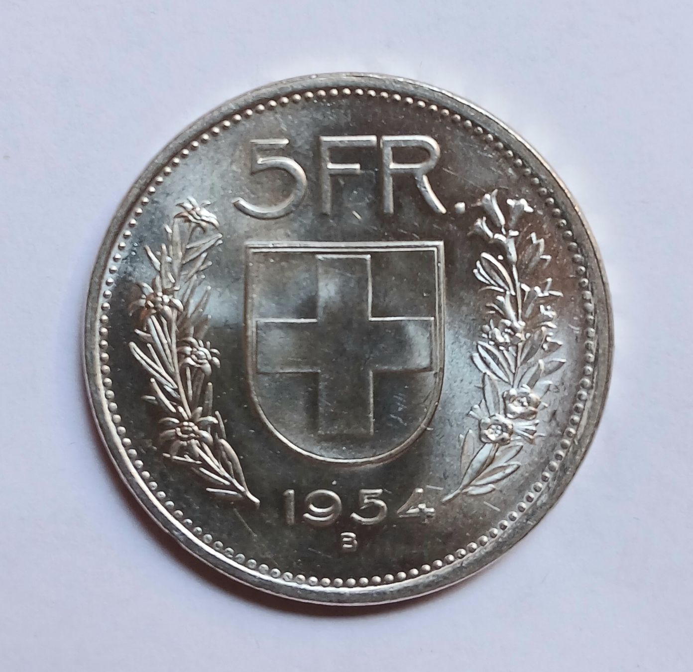 Alle Münzen: 5 fr argent 1954 – Gebraucht aus Sciernes-d'Albeuve von Dojo004
