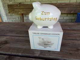 NEUES Sparschwein aus Keramik "Zum Geburtstag" - 220712