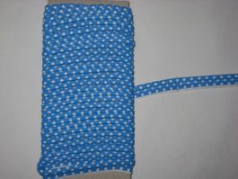 Paspelband Baumwolle blau weisse Punkte