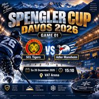 ⚠️1- 6X TOP STEHPLÄTZE SPENGLER CUP-G.01 SCL TIGERS-AD.MANN