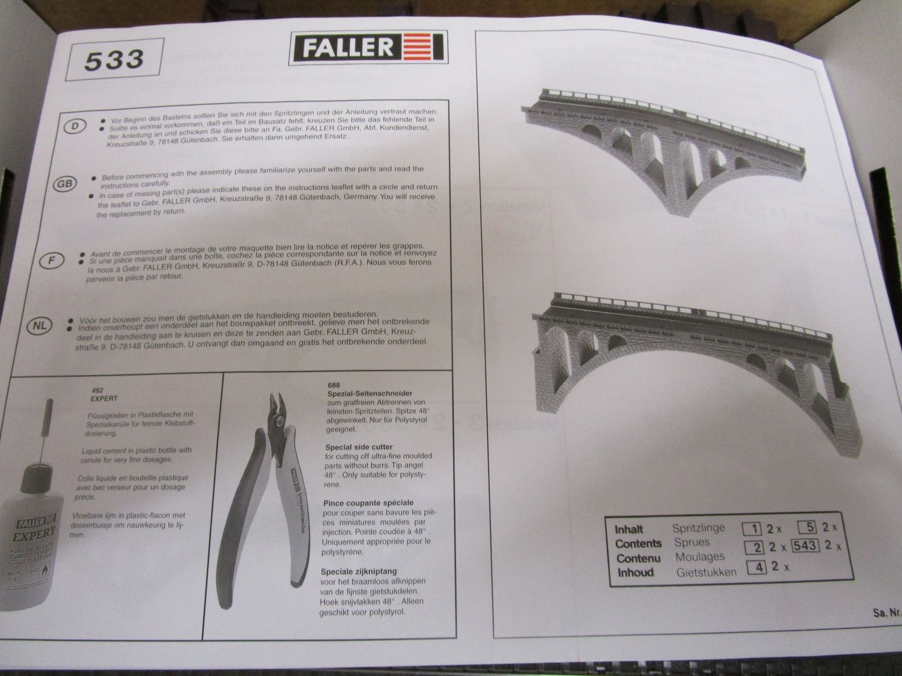 Faller Modellini di ferrovie: Faller 533 Steinbogenbrücke – Usato da Effretikon venduto da dts_yd7x