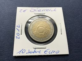 2 Euro Österreich 2012.      10 Jahre Euro