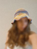 Handgemachter Sommerhut, Bucket Hat gehäkelt, bunte Streifen