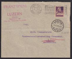 Brief und AK mit Rasierklingenstempel von Luzern