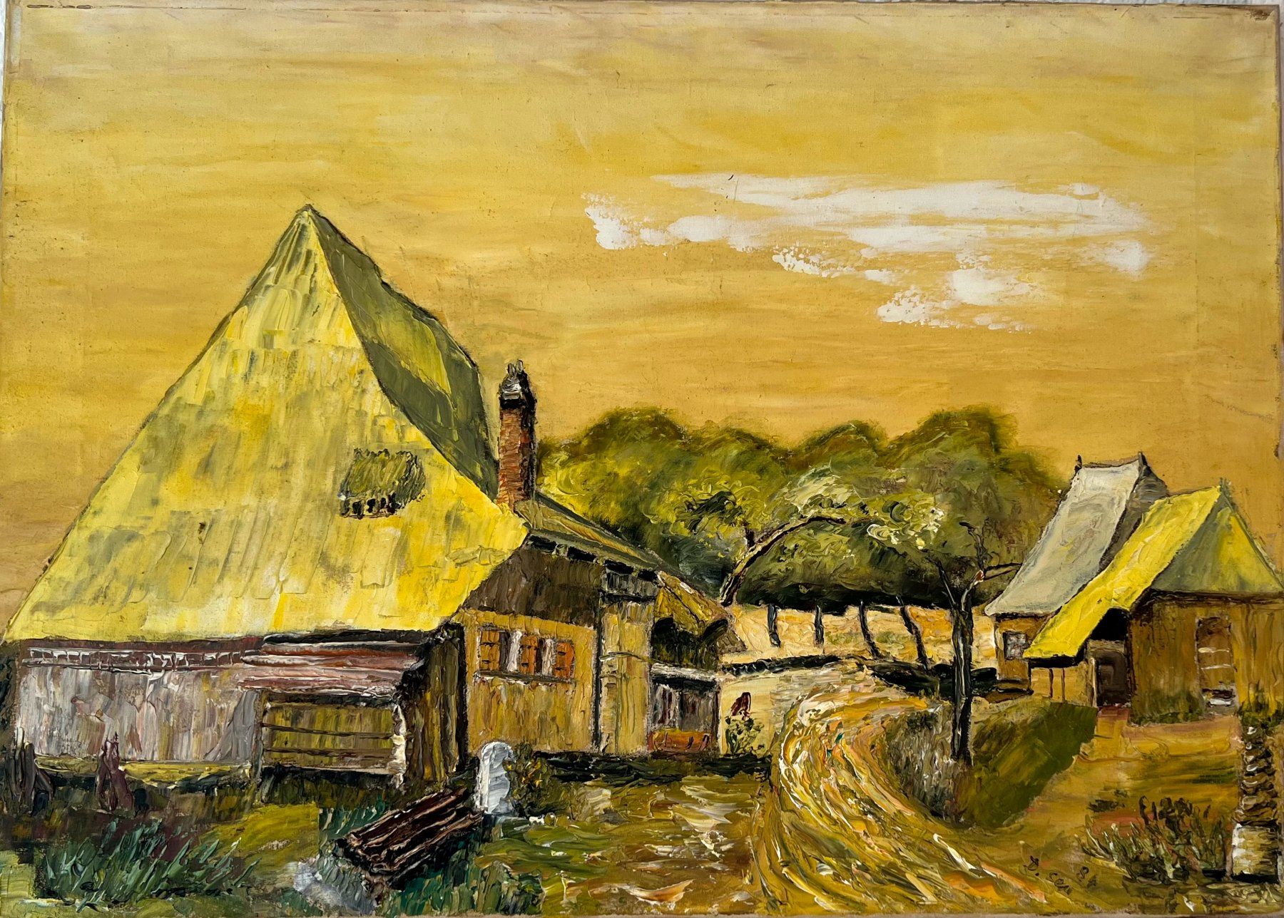 Gemälde: Landschaftsgemälde von D.Sem"84 Ölgemälde.Impasto-Maltechnik – Gebraucht aus Baden von Boroda 1