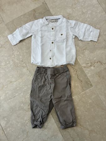 Festliches Baby Set / Hemd weiss, Hose grau / Grösse 68