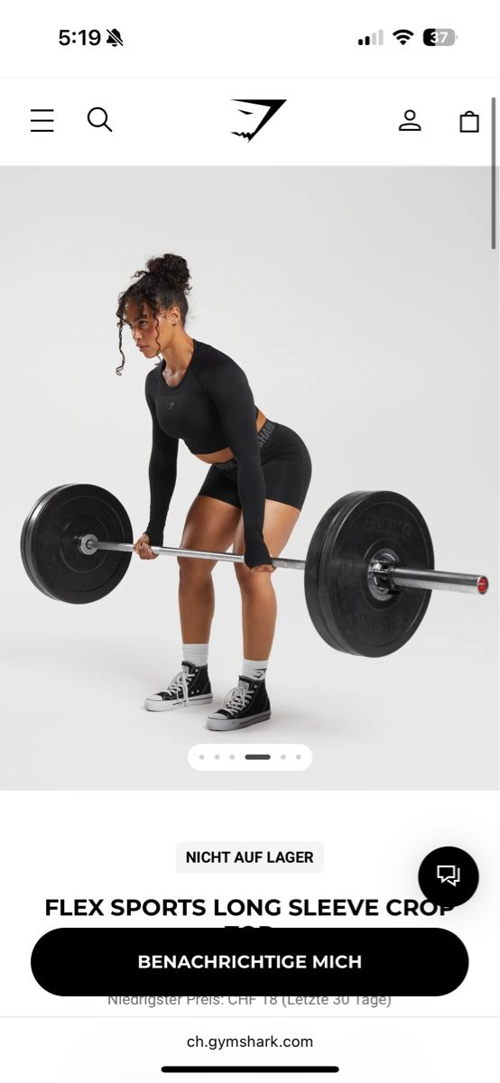 T-shirt: Gymshark Flex Crop Top schwarz – Usato da Zürich venduto da milenaxx 4
