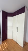 Eck-Kleiderschrank Hochglanz Weiss/Violett