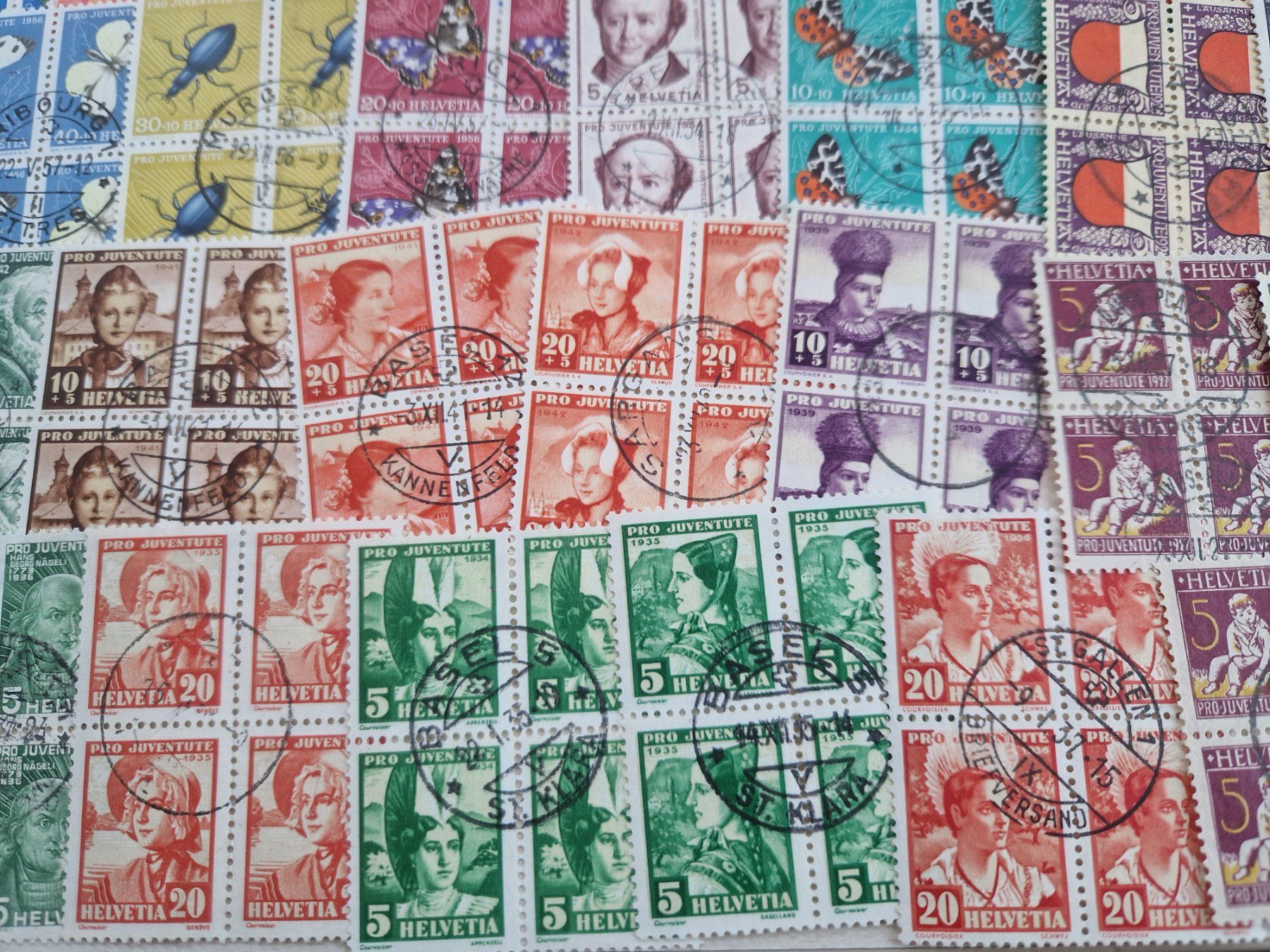 Alle Briefmarken: PJ 4er Blöcke, ab 1.- – Gebraucht aus Burgdorf von Glossy01 6