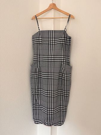 Lena Hoschek Dress Size L Checked Summer Dress White Blue