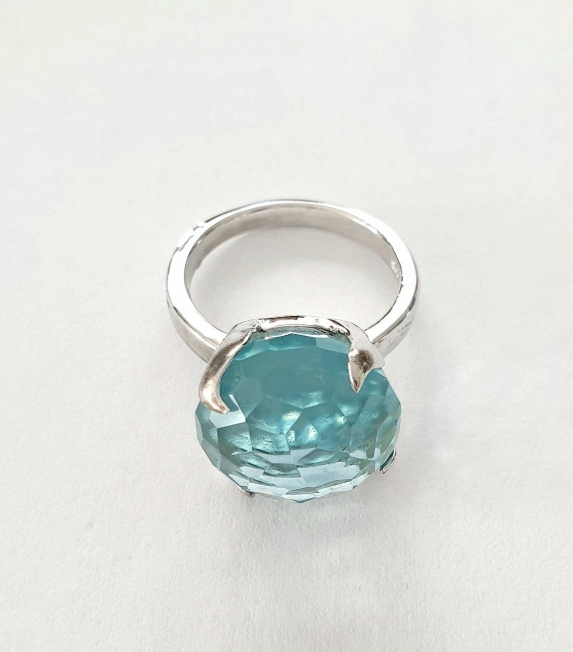 Anelli: Silberring mit Aquamarin (rhodiniert) – Nuovo e nell'imballaggio originale da Uetikon am See venduto da Coralreef 2