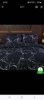 Ensembles housse de couette + 2 taies d'oreiller noir marbré