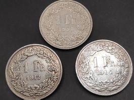 1912 / 1914 / 1957 - 1 Franken - Silber