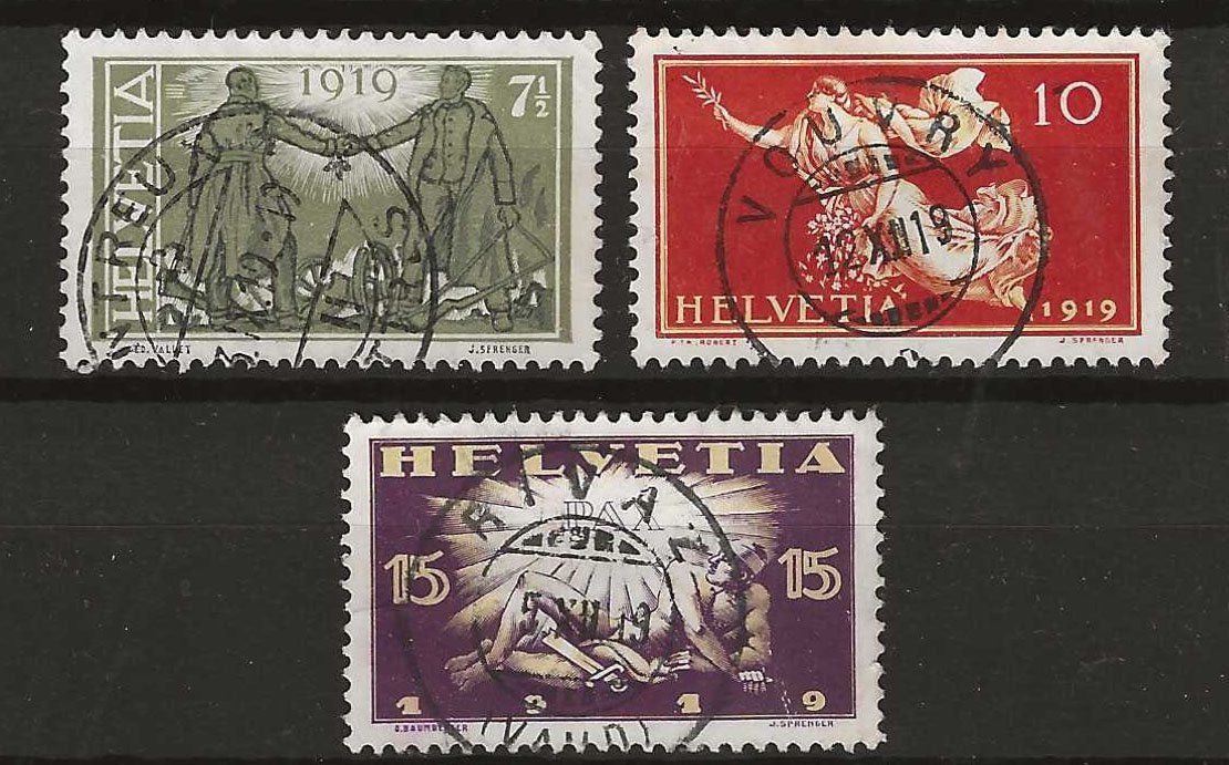 Tutti i francobolli: CH143 - Pax 1919 vollstempel – Usato da Trélex venduto da Phil_Albert