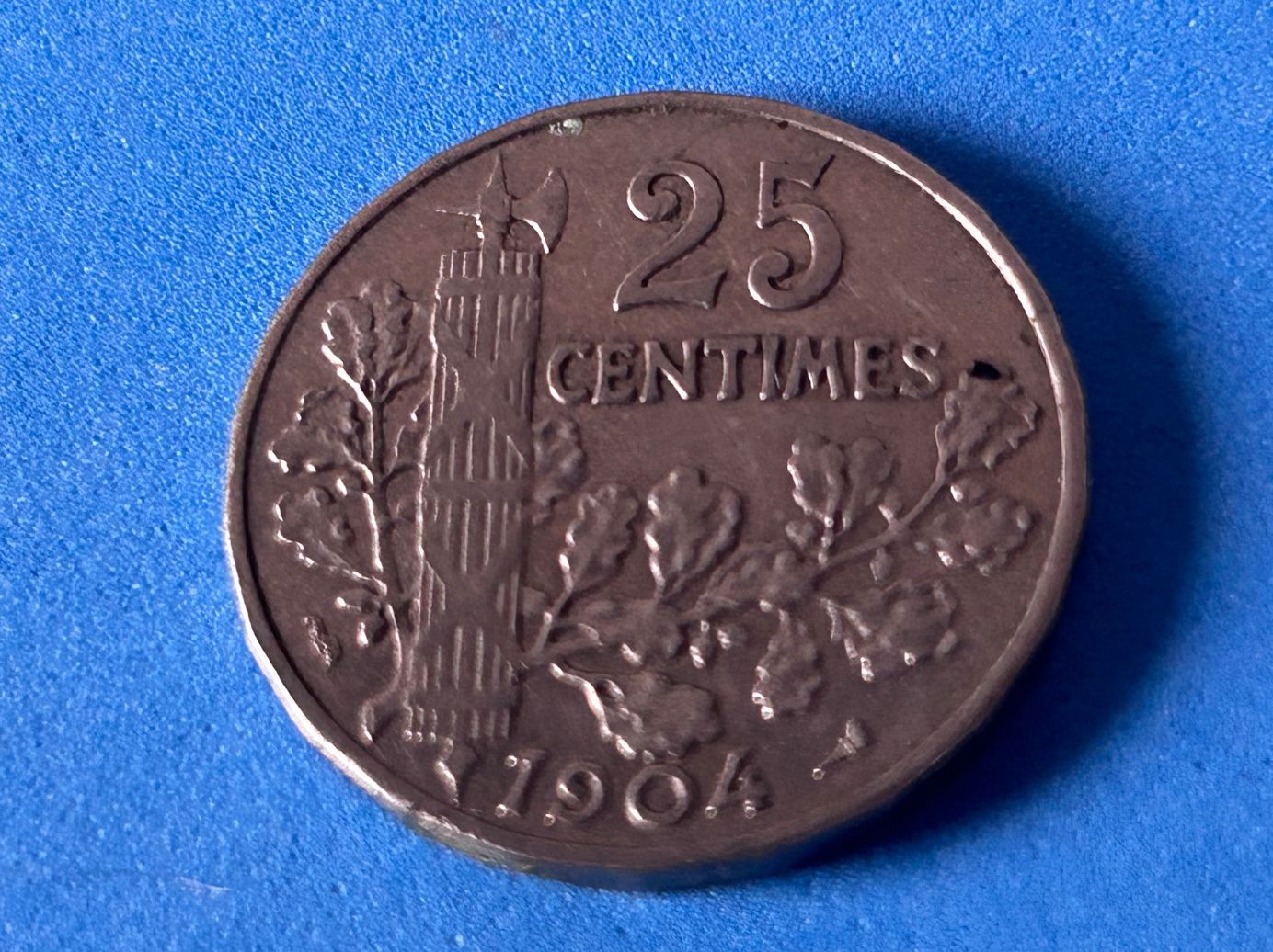 Tutti le monete: France - 25 Centimes 1904 – Usato da Corcelles NE venduto da AJKader