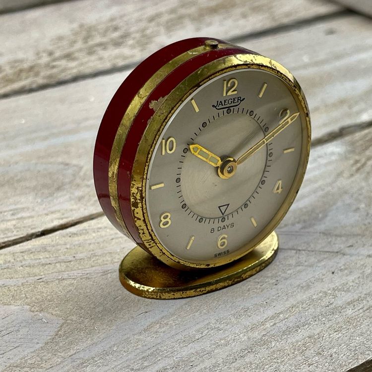 JaegerLeCoultre 8 days Travel Alarm Clock Gold Vintage Kaufen auf
