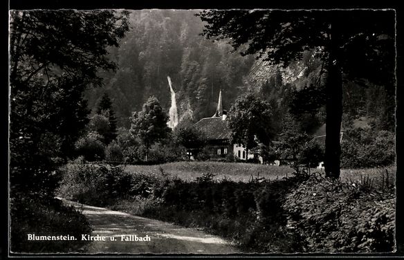 Cartoline postali: AK Blumenstein, Kirche und Fallbach – Usato da Berlin venduto da bartko-reher