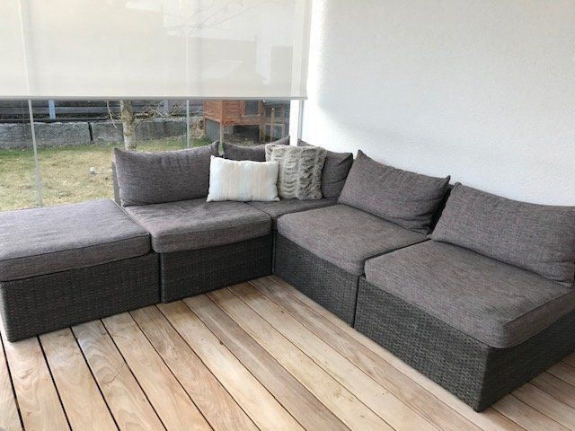 Gartenlounge Rattan Set mit Kissen braun Kaufen auf Ricardo