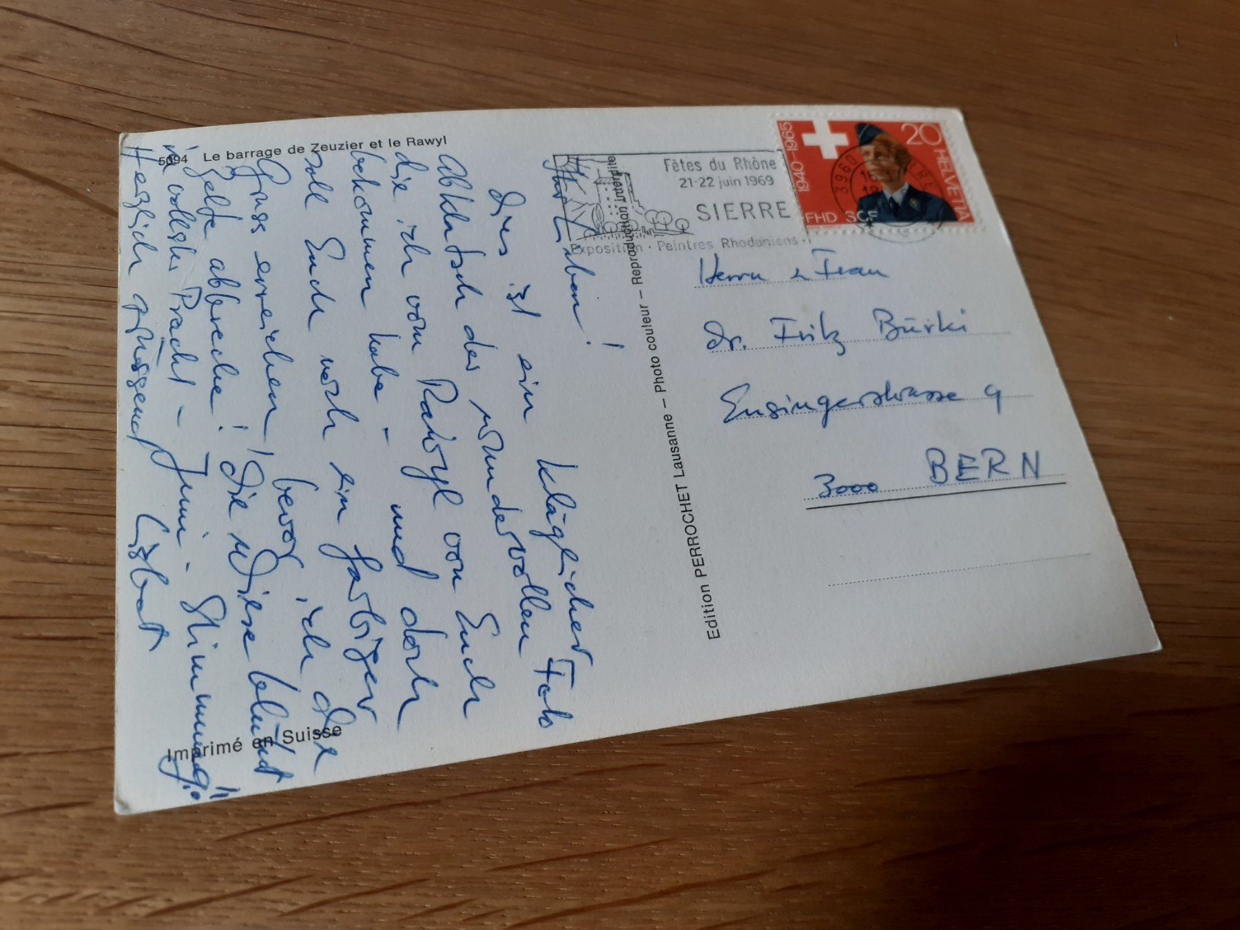 Cartoline postali: Le BARRAGE de ZEUZIER et le RAWYL - 1969 – Usato da Winterthur venduto da Ornyx7 1
