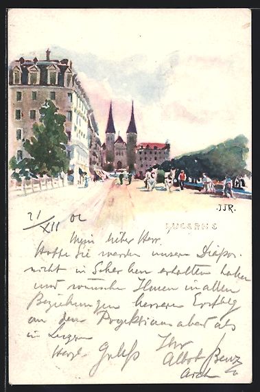 Cartoline postali: Lucerne, Ortspartie mit Blick zur Kirche – Usato da Berlin venduto da bartko-reher