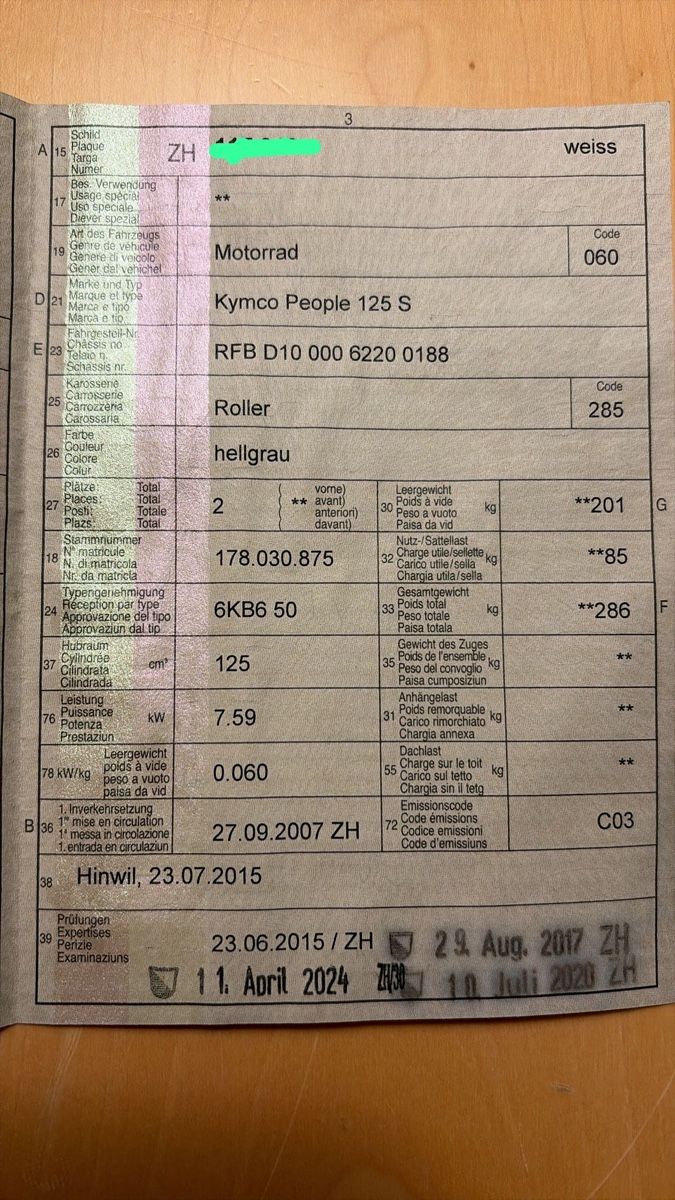 Kymco Scooter: Kymco People 125 S Roller hellgrau Jg 2007, gebraucht – Usato da Zürich venduto da frosch210 4