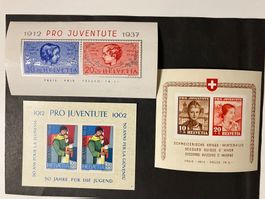 Pro Juventute 1937/62, 3 vers. Sonderblocks, **, KP 135.--