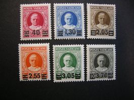 1934 FREIMARKEN PAPST PIUS XI MiNr 8-13 AUFDRUCK, POSTFRISCH