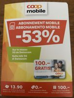 Abo Coop Mobile Basic -53% + carte cadeau 100.- Coop