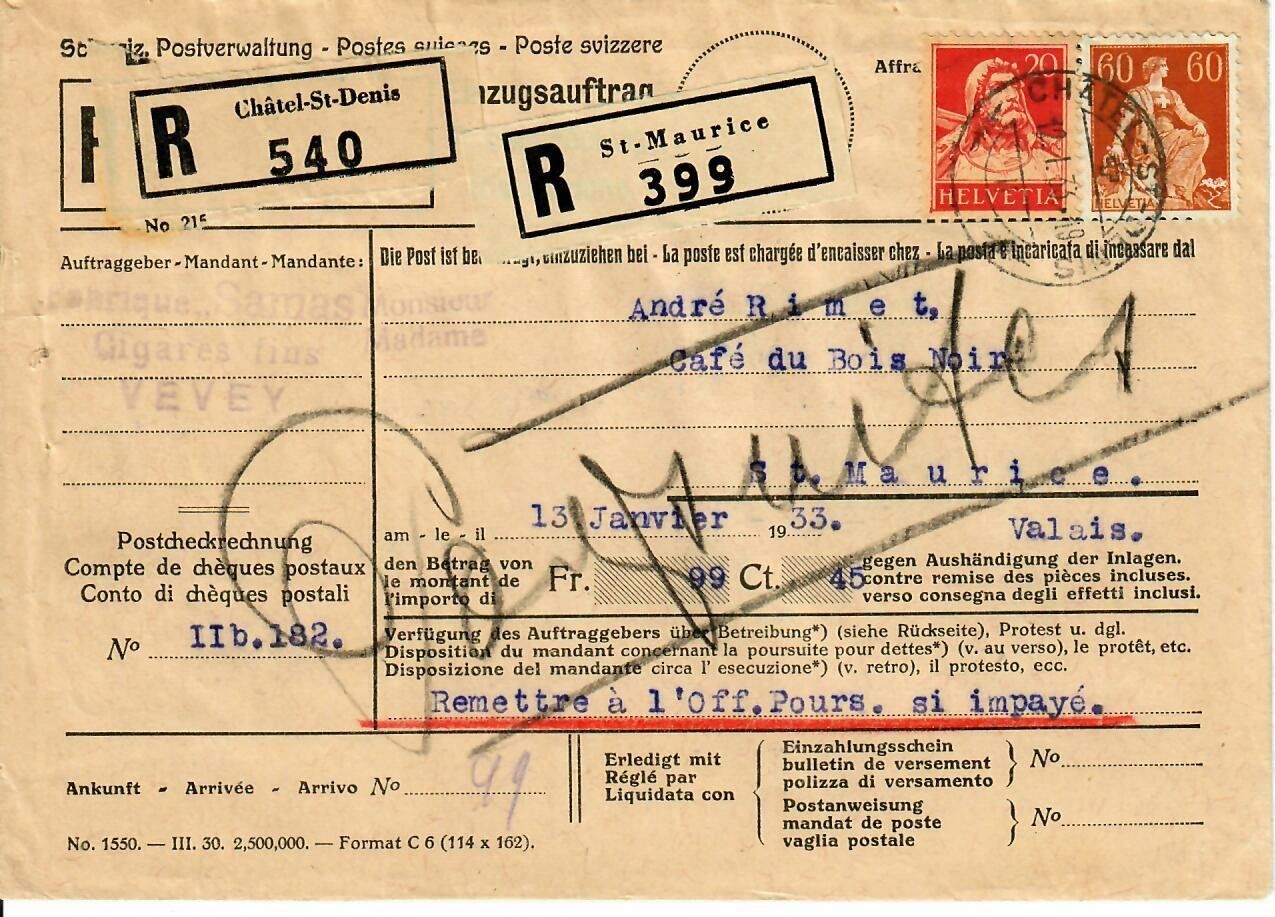 Tous les timbres: R - Brief Châtel St. Denis - St. Maurice /2 x eingeschrieben – D'occasion à Hochdorf par Ziegel-16