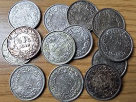 Silberlot 50 Rappen 1945/1964 - 13 Stück!