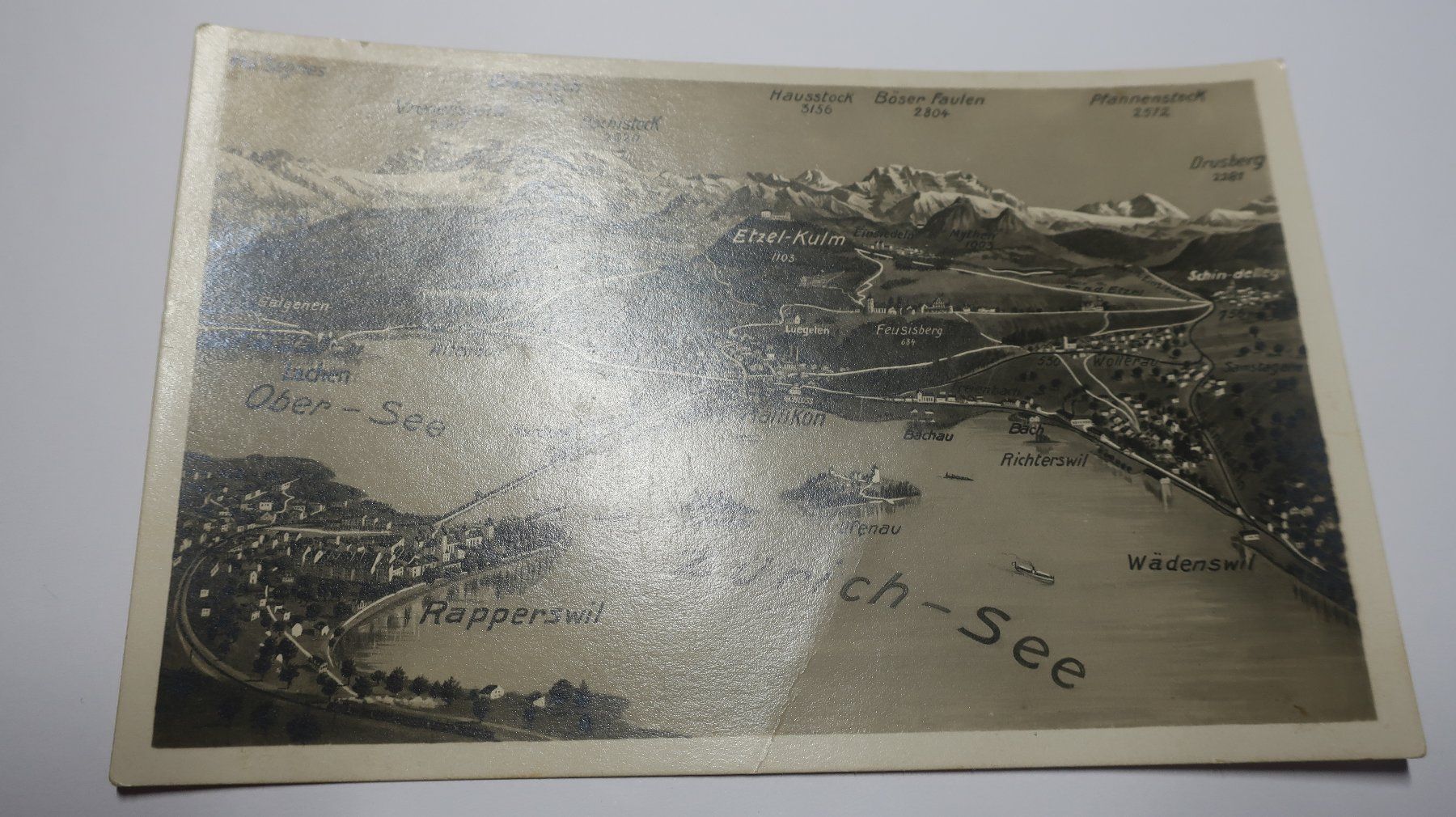 Cartoline postali: Zürich - See Rapperswil Panorama – Difettoso da Cormoret venduto da Pascalll2001 1